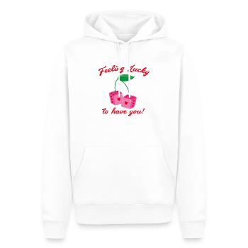 Feeling lucky to have you - Sweat à capuche Premium bio Homme - blanc - Devant - Nico (187cm)