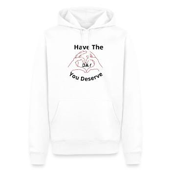HABEN SIE DEN TAG, DEN SIE VERDIENEN - Männer Premium Bio Hoodie - Weiß - Vorne - Nico (187cm)