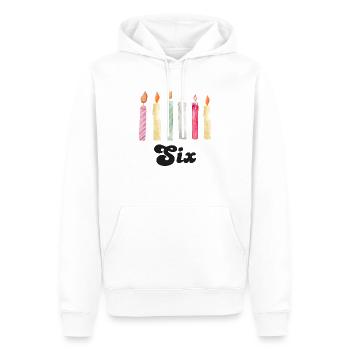 6e anniversaire bougie - Sweat à capuche Premium bio Homme - blanc - Devant - Nico (187cm)