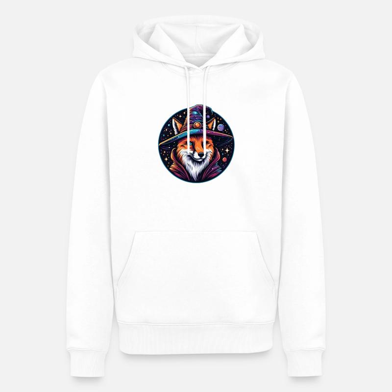 Fantasy Fox - Himmlischer Zauberer - Männer Premium Bio Hoodie - Weiß