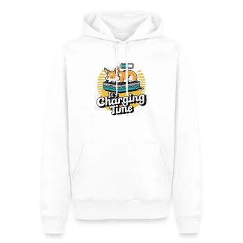 Its Charging Time Corgi Funny - Men’s Premium Organic Hoodie - white - Front - Nico (187cm)