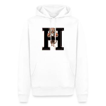 Buchstabe h Tiger - Geschenkidee - Männer Premium Bio Hoodie - Weiß - Vorne - Nico (187cm)