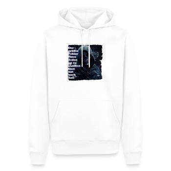 Nutze jeden Moment! - Männer Premium Bio Hoodie - Weiß - Vorne - Nico (187cm)
