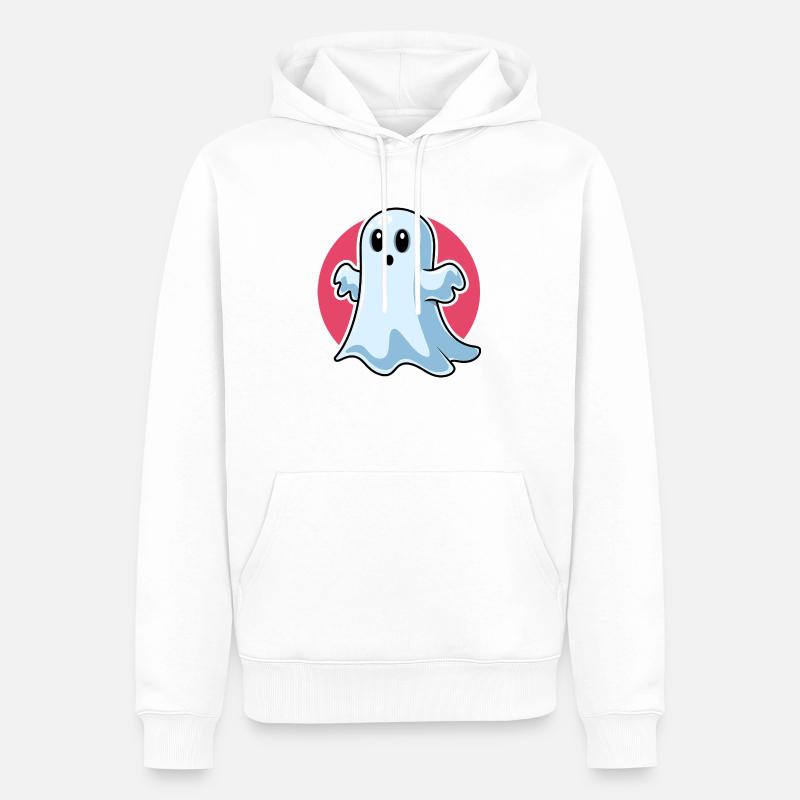 Fantôme mignon effrayant - Sweat à capuche Premium bio Homme - blanc