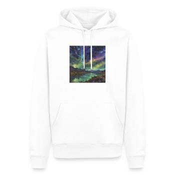 Polarlicht über dem stillen See - Männer Premium Bio Hoodie - Weiß - Vorne - Nico (187cm)