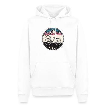 MTB Life - Men’s Premium Organic Hoodie - white - Front - Nico (187cm)