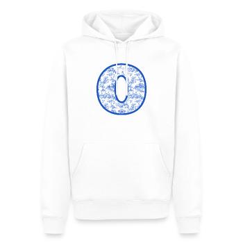 Lettre o chinoiserie bleu - Sweat à capuche Premium bio Homme - blanc - Devant - Nico (187cm)