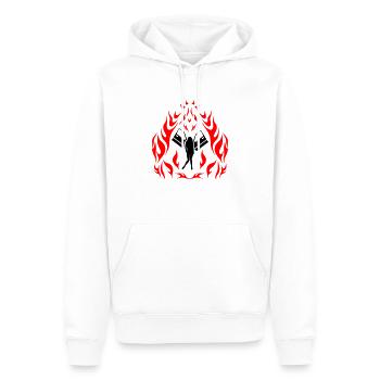 Ange / des flammes - Sweat à capuche Premium bio Homme - blanc - Devant - Nico (187cm)