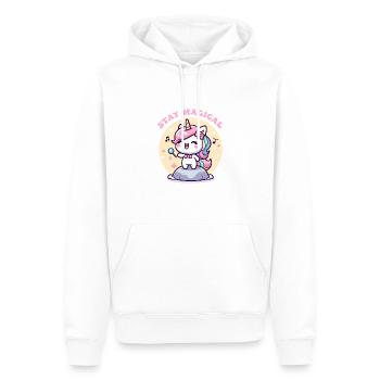 Kawaii Unicorn - Restez magique - Sweat à capuche Premium bio Homme - blanc - Devant - Nico (187cm)
