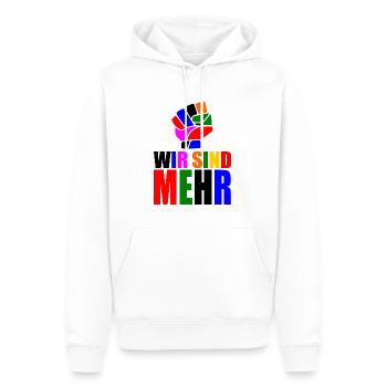 Wir sind mehr - Männer Premium Bio Hoodie - Weiß - Vorne - Nico (187cm)
