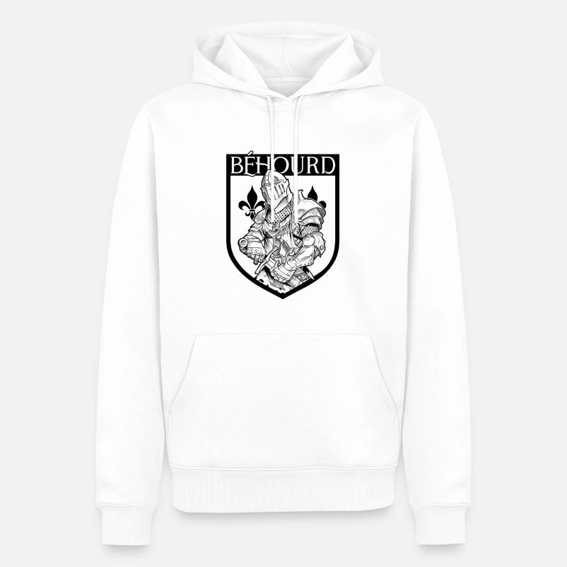 Béhourd - Combattant à l'épée - Medieval - Sweat à capuche Premium bio Homme - blanc