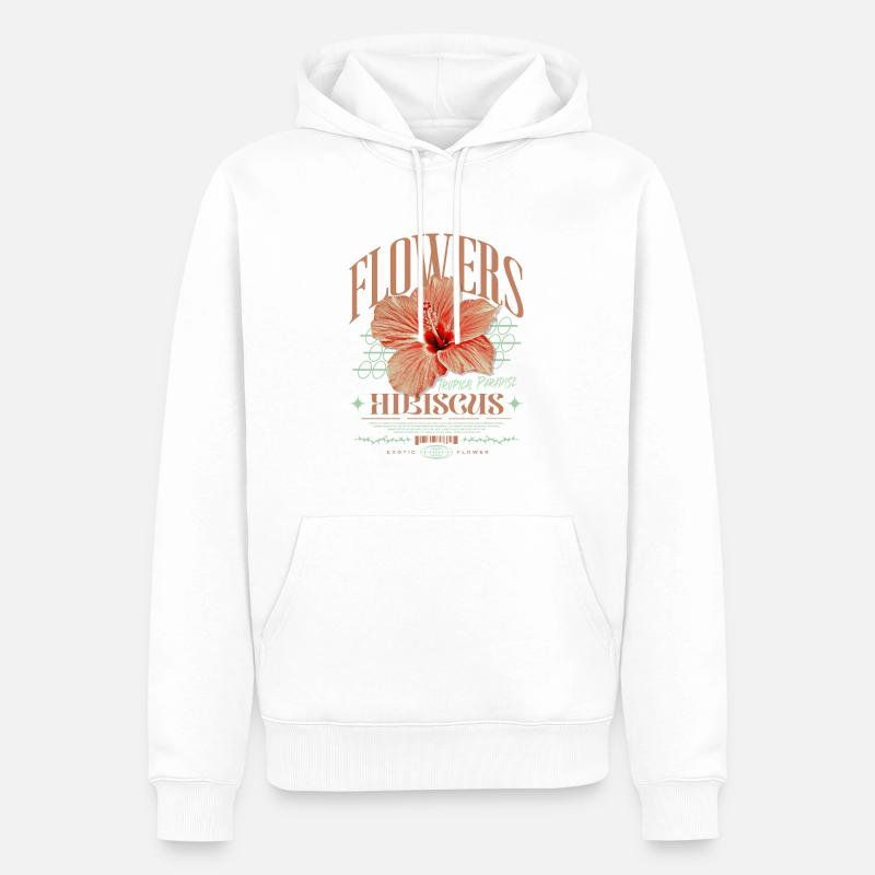 Fleur d’hibiscus Fleur d’hibiscus - Sweat à capuche Premium bio Homme - blanc