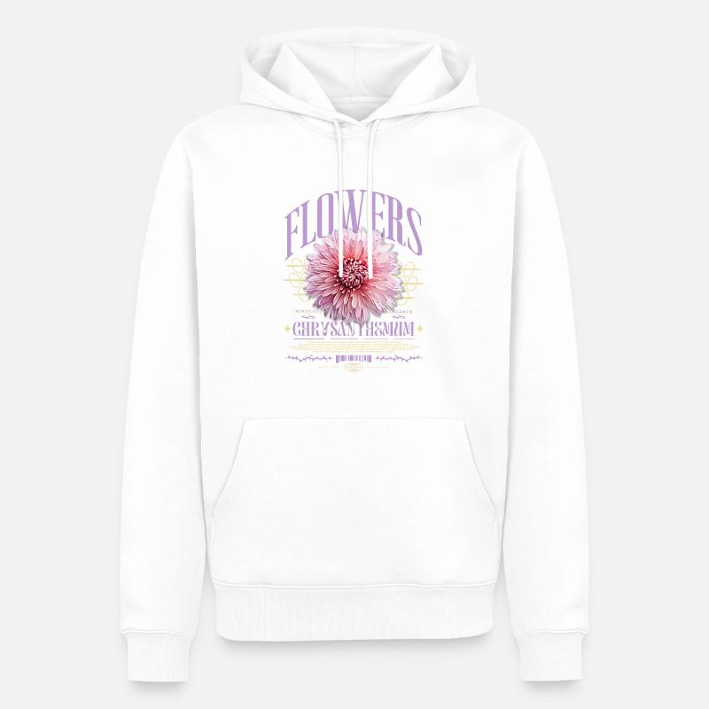 Chrysanthème Chrysanthèmes - Sweat à capuche Premium bio Homme - blanc