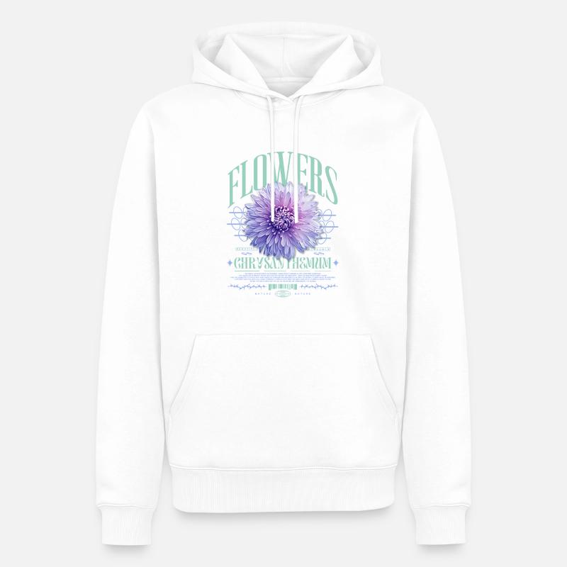 Chrysanthème Chrysanthèmes - Sweat à capuche Premium bio Homme - blanc