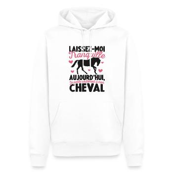 Cadeau Chevaux Equitation Je parle à mon Cheval - Sweat à capuche Premium bio Homme - blanc - Devant - Nico (187cm)