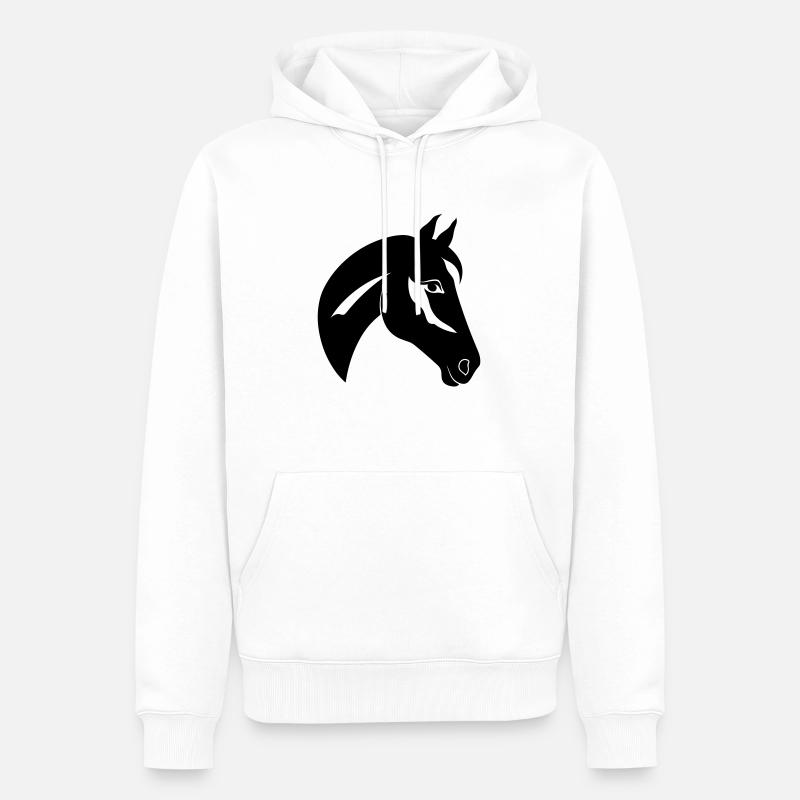 Cheval - Sweat à capuche Premium bio Homme - blanc