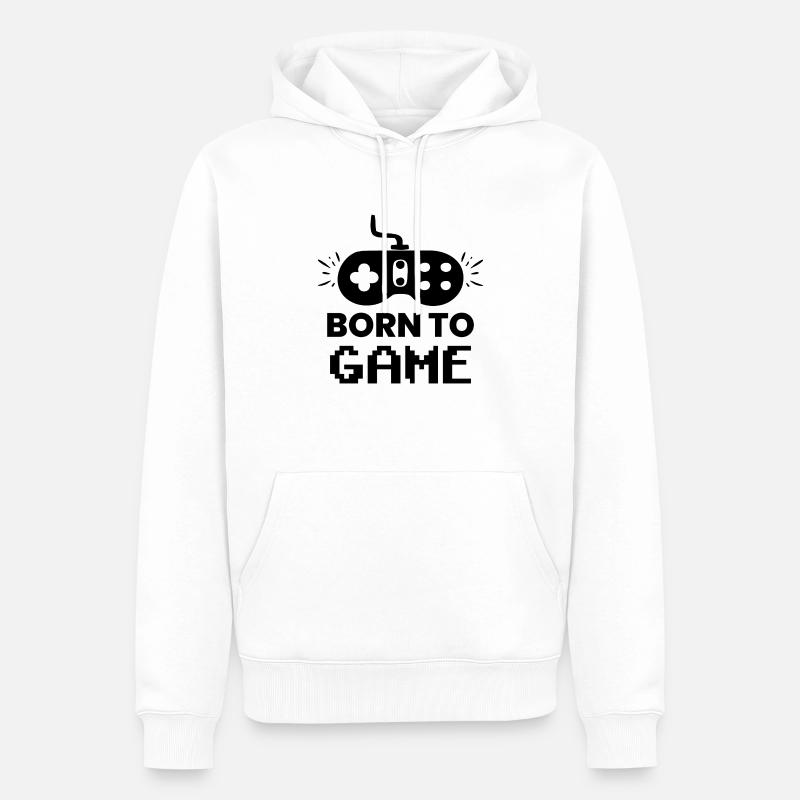 BORN TO GAME - Männer Premium Bio Hoodie - Weiß