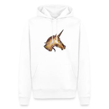 Licorne n°2 - Design A - Sweat à capuche Premium bio Homme - blanc - Devant - Nico (187cm)
