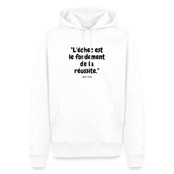 "L'échec est le fondement de la réussite." - Sweat à capuche Premium bio Homme - blanc - Devant - Nico (187cm)