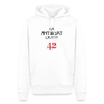 Die Antwort lautet 42 - Männer Premium Bio Hoodie - Weiß - Vorne - Nico (187cm)