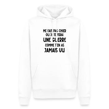 me fais pas chier - Sweat à capuche Premium bio Homme - blanc - Devant - Nico (187cm)