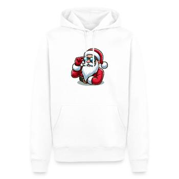 Cooler Weihnachtsmann mit Sonnenbrille - Männer Premium Bio Hoodie - Weiß - Vorne - Nico (187cm)