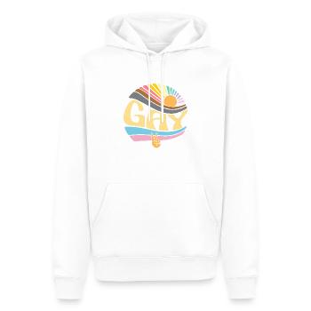 Vintage Gay Lesbian Pride Month - Groovy LGBT - Sweat à capuche Premium bio Homme - blanc - Devant - Nico (187cm)