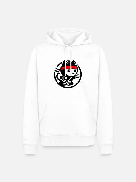 Chat ninja - Sweat à capuche Premium bio Homme - blanc