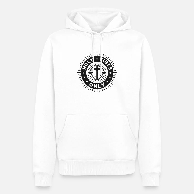 Vibrations sacrées uniquement - Sweat à capuche Premium bio Homme - blanc