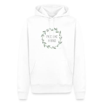 Free Like a Bird – Naturinspirierter Spruch - Männer Premium Bio Hoodie - Weiß - Vorne - Nico (187cm)