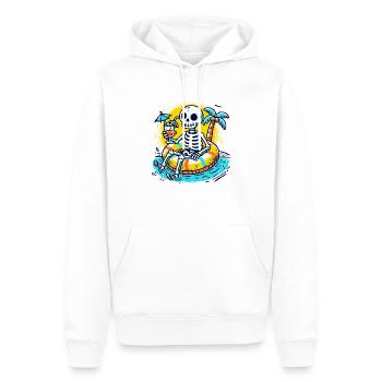 Skelett mit Schwimmreifen – Lustiges Sommerdesign - Männer Premium Bio Hoodie - Weiß - Vorne - Nico (187cm)