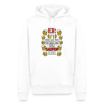 Er heiratet - Wir sind nur zum Saufen hier - Männer Premium Bio Hoodie - Weiß - Vorne - Nico (187cm)