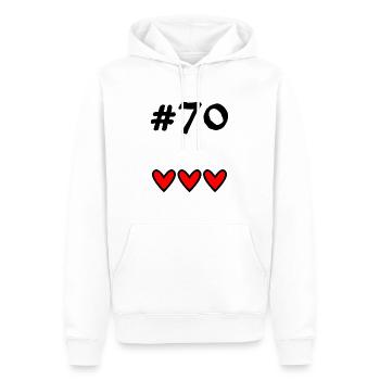 70 YEARS. 70TH ANNIVERSARY. BIRTHDAY 70 YEARS. 70 - Men’s Premium Organic Hoodie - white - Front - Nico (187cm)