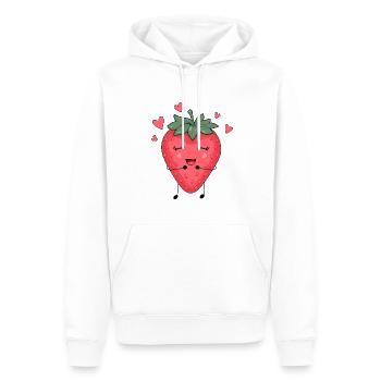 Erdbeeren und glück - Männer Premium Bio Hoodie - Weiß - Vorne - Nico (187cm)