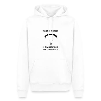 Le travail est nul Je vais voler paramoteur parapente - Sweat à capuche Premium bio Homme - blanc - Devant - Nico (187cm)