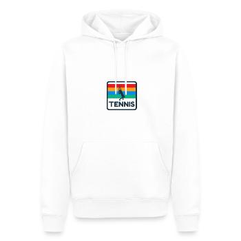 Vintage Tennis Logo Tennis Trainer Design 80s - Männer Premium Bio Hoodie - Weiß - Vorne - Nico (187cm)