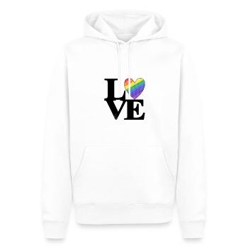 Amour Coloré Cœur Tolérance LGBT - Sweat à capuche Premium bio Homme - blanc - Devant - Nico (187cm)
