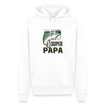 Cadeau pêcheur super papa - Sweat à capuche Premium bio Homme - blanc - Devant - Nico (187cm)