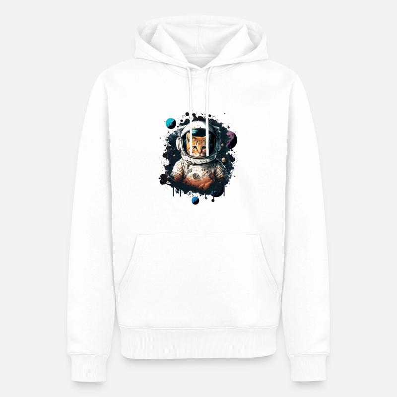 Chat astronaute - Sweat à capuche Premium bio Homme - blanc