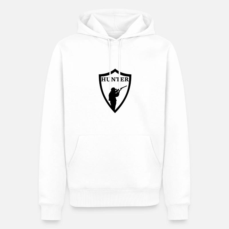 Hunter Abzeichen Jäger Jagd - Männer Premium Bio Hoodie - Weiß