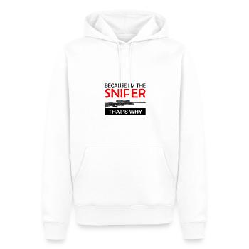 Parce que je suis le Sniper, c’est pourquoi Scharfschütze - Sweat à capuche Premium bio Homme - blanc - Devant - Nico (187cm)