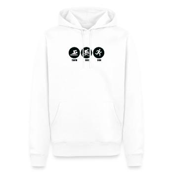 Triathlon Laufen Schwimmen Radfahren - Männer Premium Bio Hoodie - Weiß - Vorne - Nico (187cm)