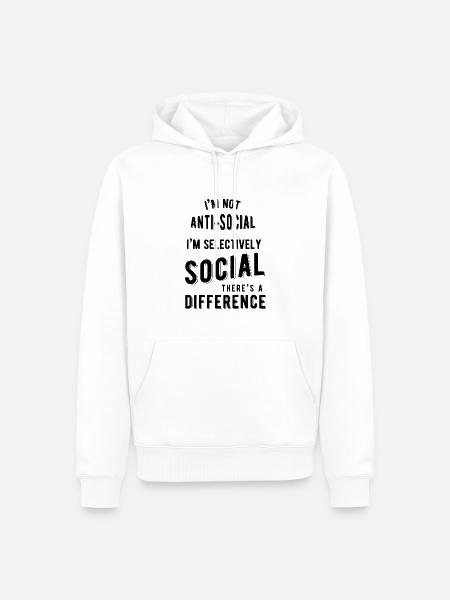 Im not Anti Social - Herre Premium økologisk hoodie - hvid