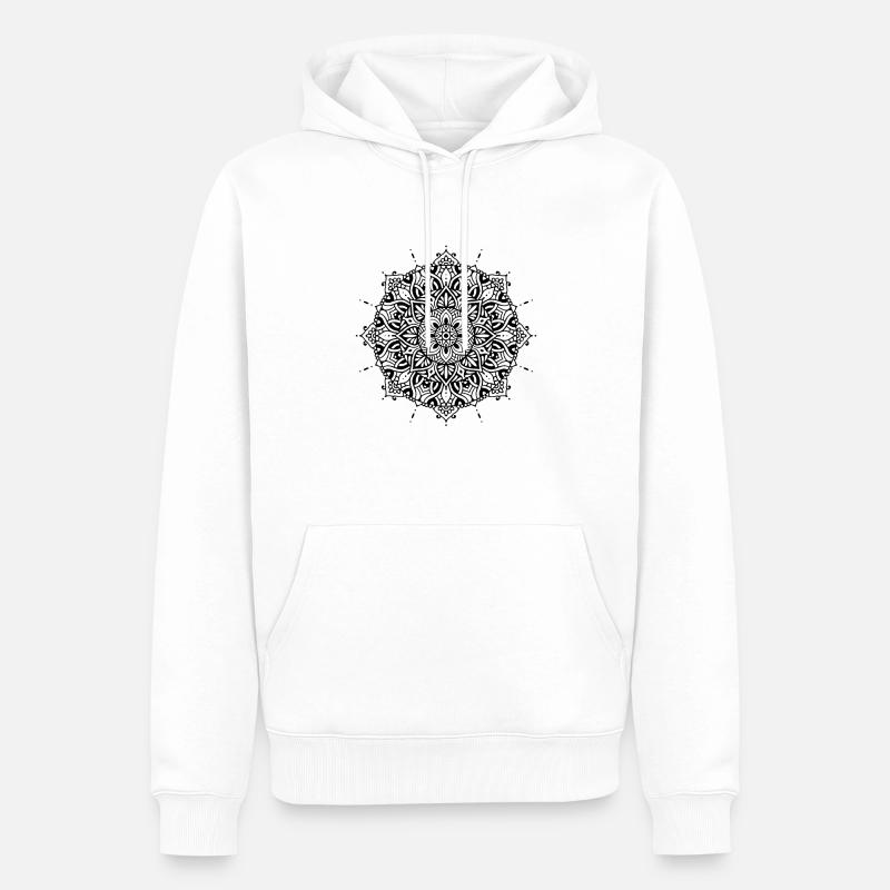 Fleur Mandala - Sweat à capuche Premium bio Homme - blanc