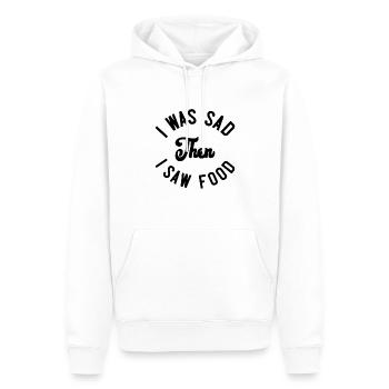 I was sad then I saw food - Männer Premium Bio Hoodie - Weiß - Vorne - Nico (187cm)