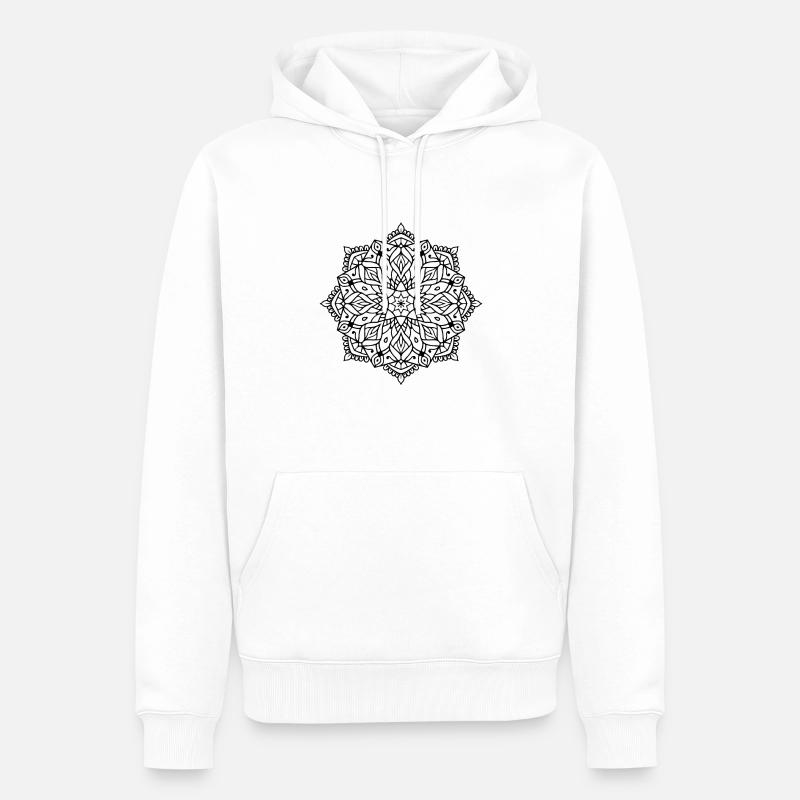 Fleurs Mandala - Sweat à capuche Premium bio Homme - blanc