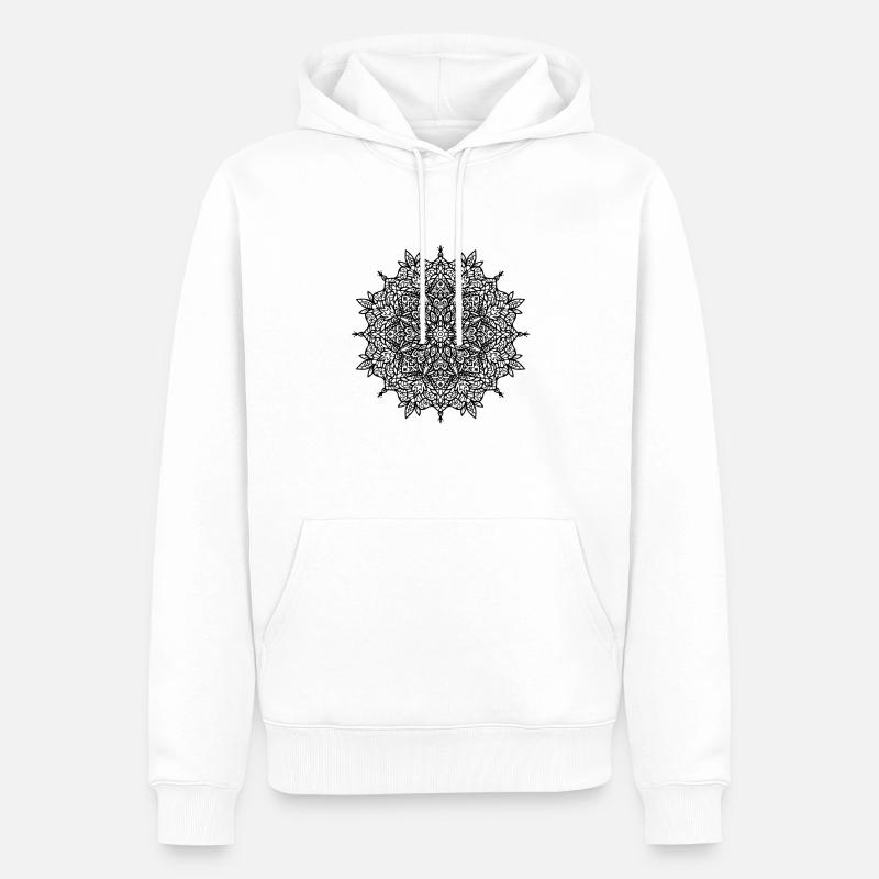 Fleurs Mandala - Sweat à capuche Premium bio Homme - blanc