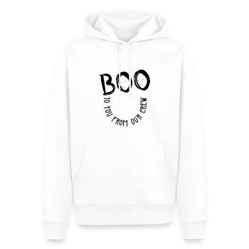Boo to you from our crew - Männer Premium Bio Hoodie - Weiß - Vorne - Nico (187cm)