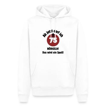 75. Geburtstag Ab jetzt darf ich nörgeln - Spaß - Männer Premium Bio Hoodie - Weiß - Vorne - Nico (187cm)
