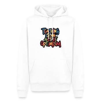 Teaching is optimism, being optimistic - Men’s Premium Organic Hoodie - white - Front - Nico (187cm)